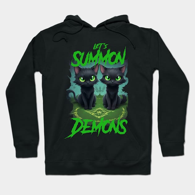 Let's Summon Demons - Evil Black Cats Edition 2 Hoodie by SergioCoelho_Arts